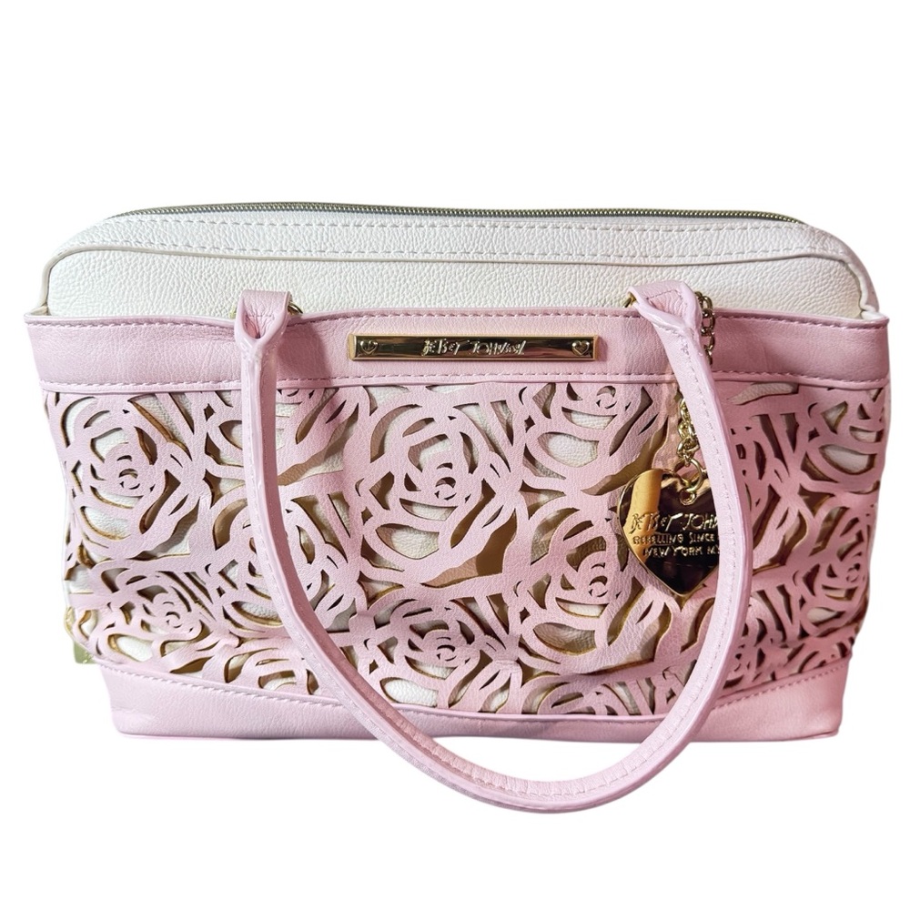 Betsey Johnson Pink and White Floral Shoulder Bag